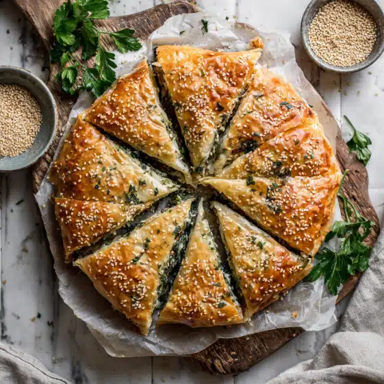 Greek Spinach Pie with Sesame Crust