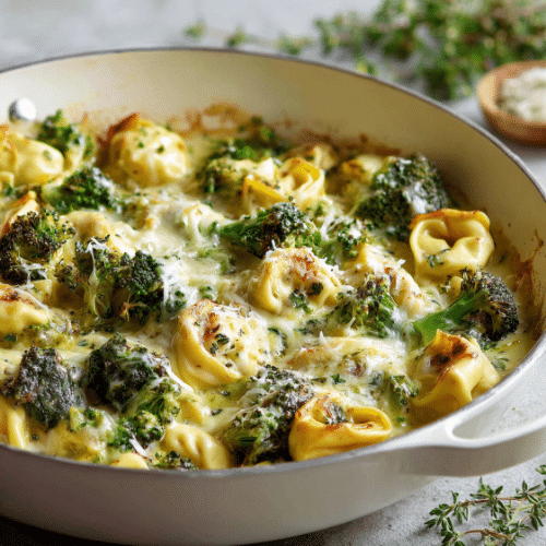 Creamy Chicken Broccoli Tortellini Skillet