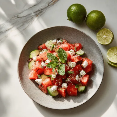 Watermelon Cucumber Feta Salad