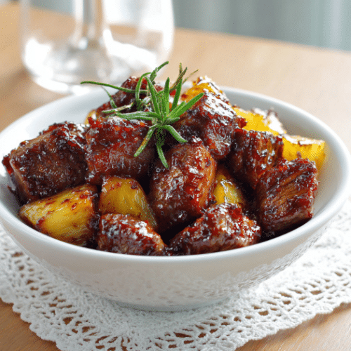 Pineapple Glazed Beef Bites