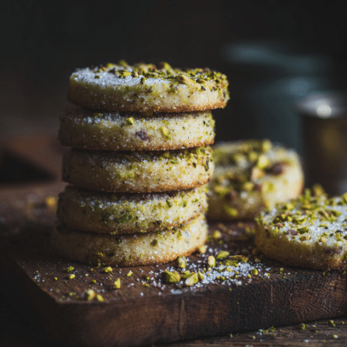 Buttery Pistachio Shortbread Cookies