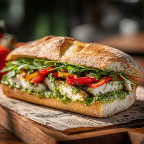Grilled Chicken Pesto Ciabatta Sandwich