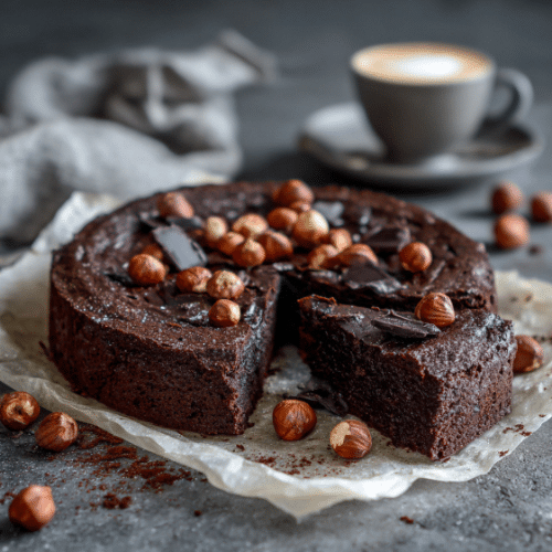 Flourless Chocolate Hazelnut Fudge Cake