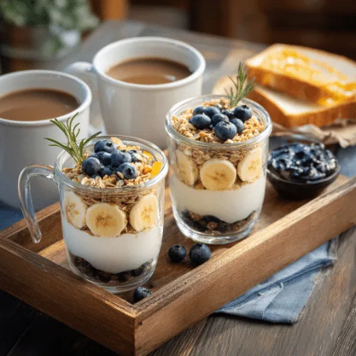 Banana Blueberry Yogurt Parfaits with Granola