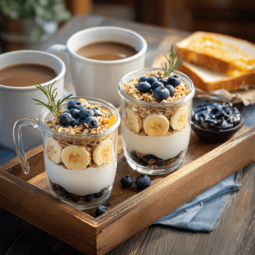 Banana Blueberry Yogurt Parfaits with Granola