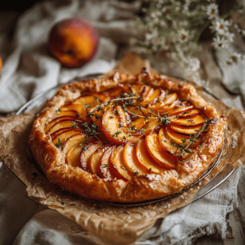 Rustic Peach Puff Pastry Tart