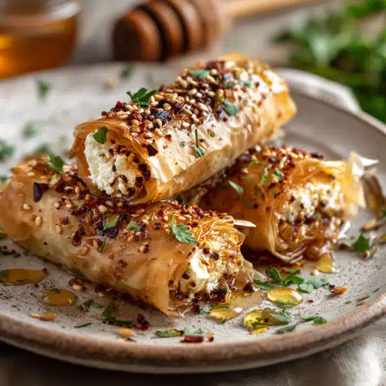 Crispy Feta & Honey Phyllo Rolls