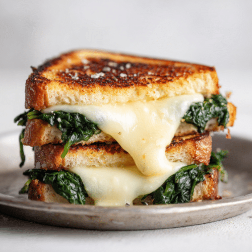 Garlic Spinach Grilled Cheese Sandwich