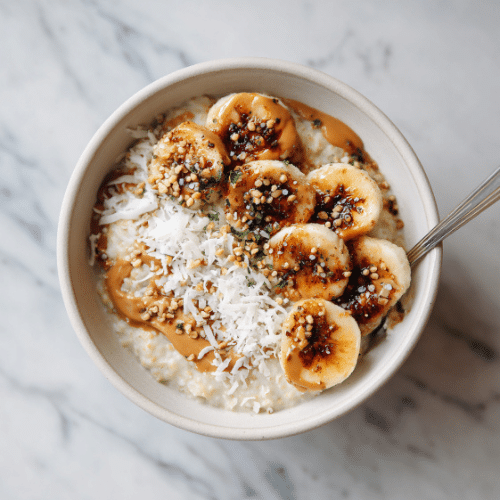 Caramelized Banana Coconut Oatmeal Bowl