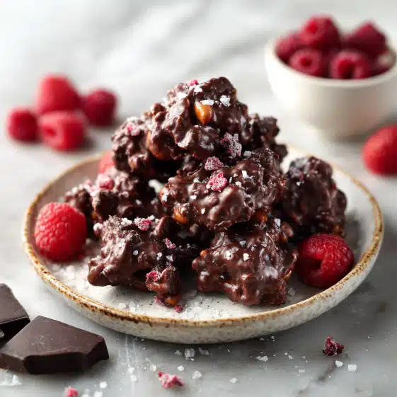 Dark Chocolate Raspberry Nut Clusters