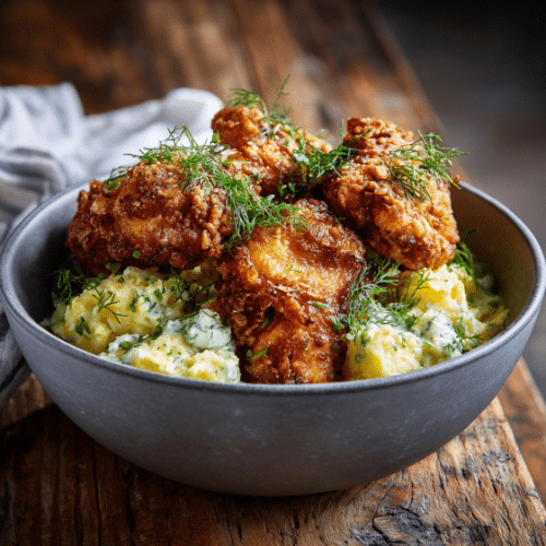 Buttermilk Fried Chicken with Creamy Dill Potato Salad