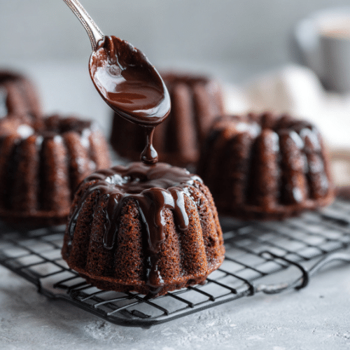 Mini Chocolate Bundt Cakes with Ganache Drizzle