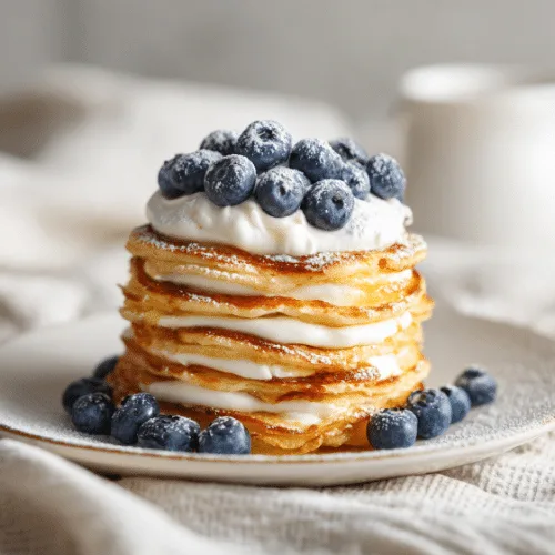 Blueberry Yogurt Pancake Stack