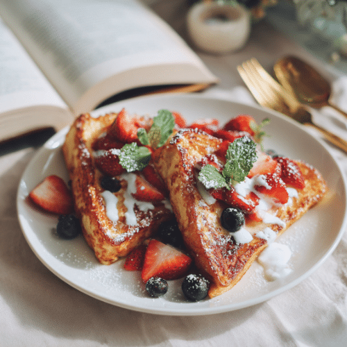 Berry-Topped French Toast with Yogurt Drizzle