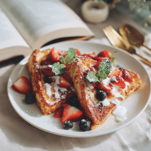 Berry-Topped French Toast with Yogurt Drizzle