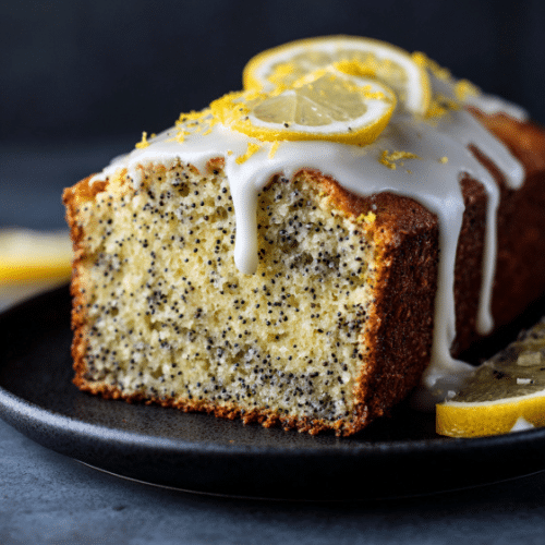 Lemon Poppy Seed Loaf with Vanilla Glaze