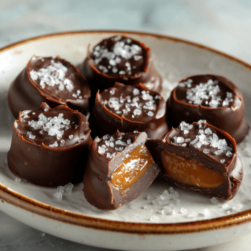Salted Dark Chocolate Caramel Truffles