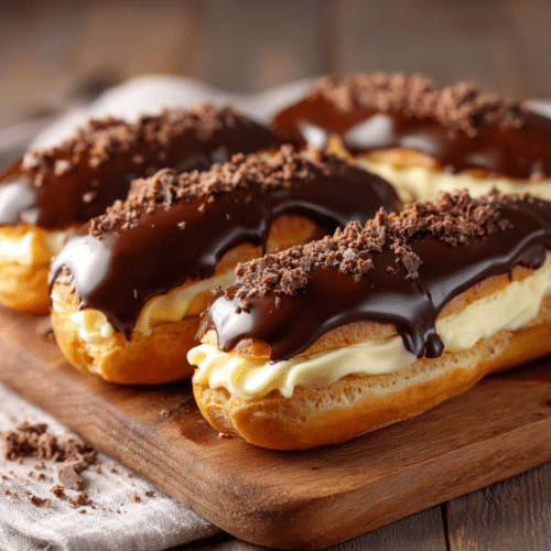 Chocolate Glazed Custard-Filled Éclairs