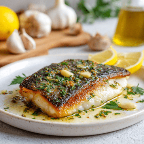 Pan-Seared Sea Bass with Lemon Garlic Butter