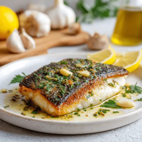 Pan-Seared Sea Bass with Lemon Garlic Butter