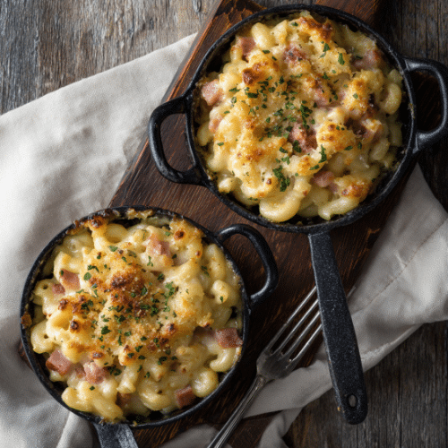 Cheesy Baked Ham and Macaroni