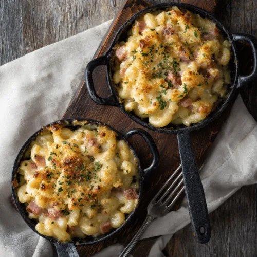 Cheesy Baked Ham and Macaroni