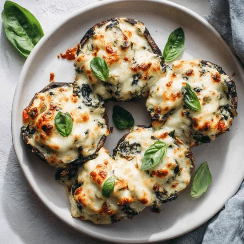 Spinach & Cheese Stuffed Portobello Mushrooms
