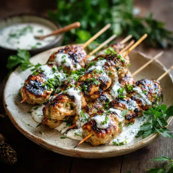 Grilled Chicken Kofta with Garlic Yogurt Sauce