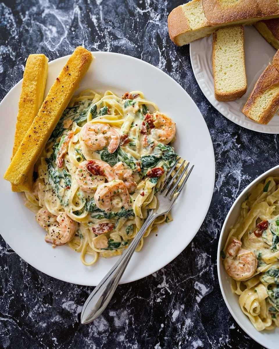 Creamy Tuscan Shrimp Linguine Recipe - Recipe Image
