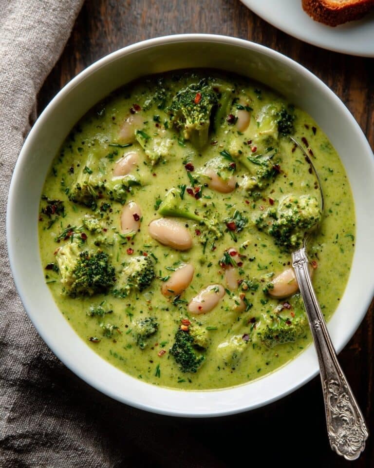 Broccoli Dill Pickle Soup with White Beans & Potatoes Recipe