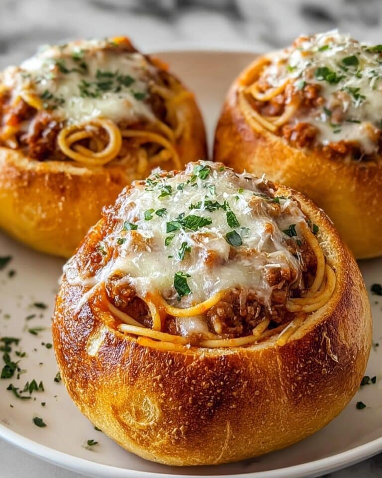 Spaghetti Garlic Bread Bowls Recipe