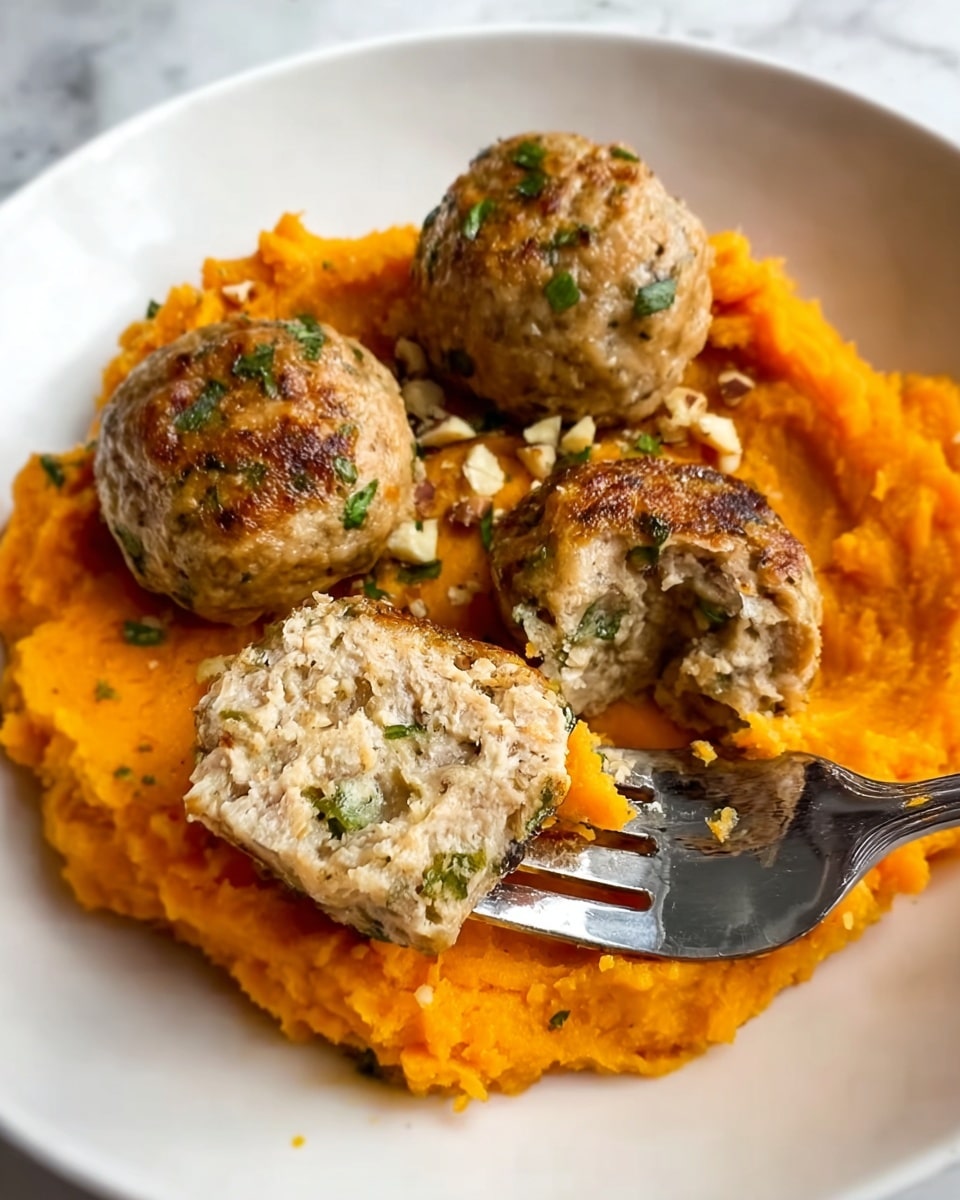 Apple Chicken Meatballs with Spiced Sweet Potatoes Recipe - Recipe Image