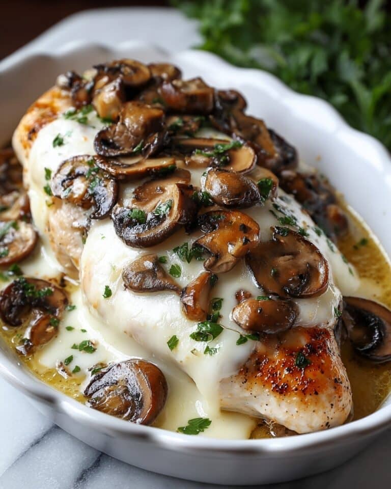 Cheesy Garlic Butter Mushroom Stuffed Chicken Recipe