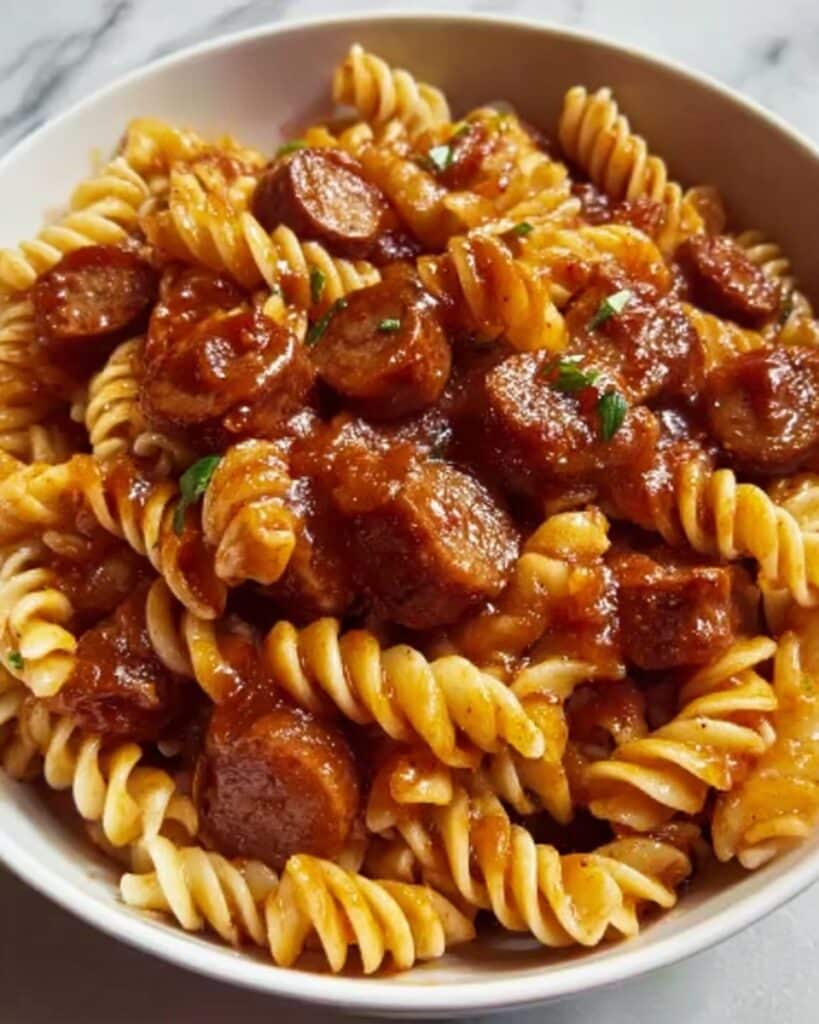 Sweet and Tangy BBQ Sausage Pasta Recipe