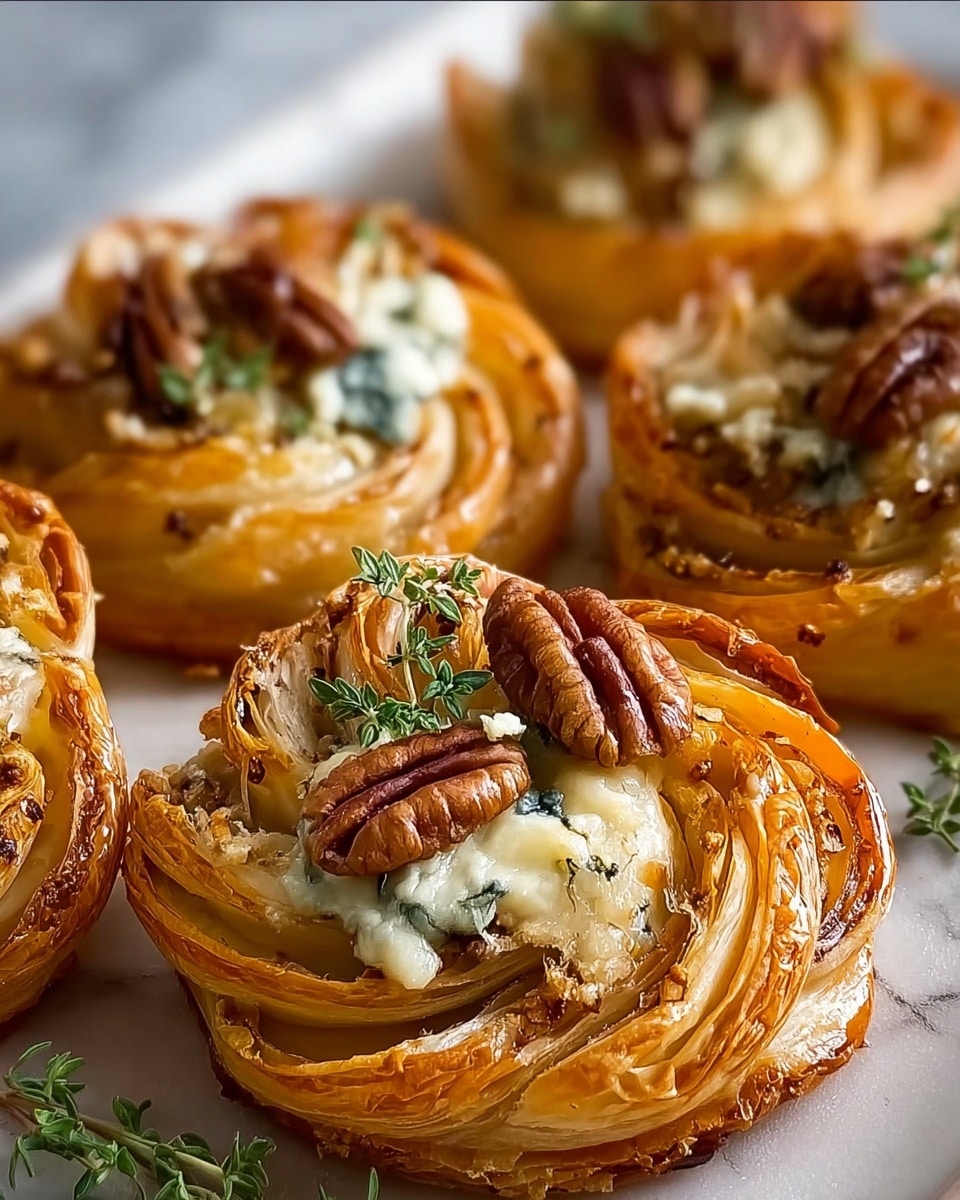 Blue Cheese Walnut Thyme Puff Pastry Twirls Recipe - Recipe Image