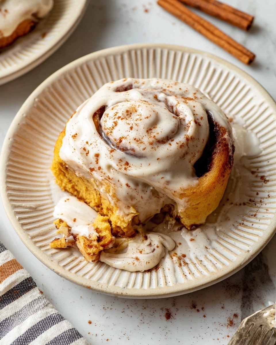 Pumpkin Cinnamon Rolls with Brown Butter Cream Cheese Frosting Recipe - Recipe Image
