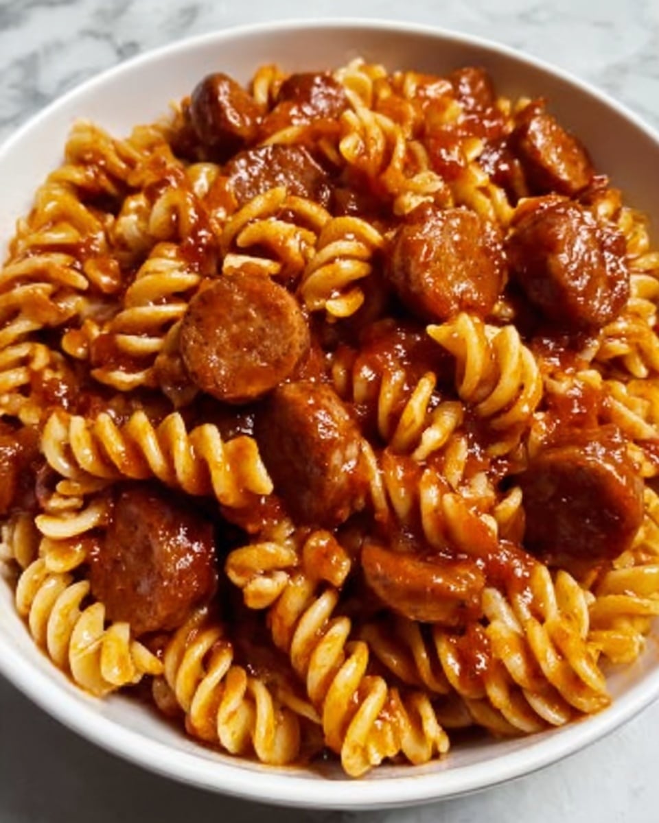 Sweet and Tangy BBQ Sausage Pasta Recipe - Recipe Image
