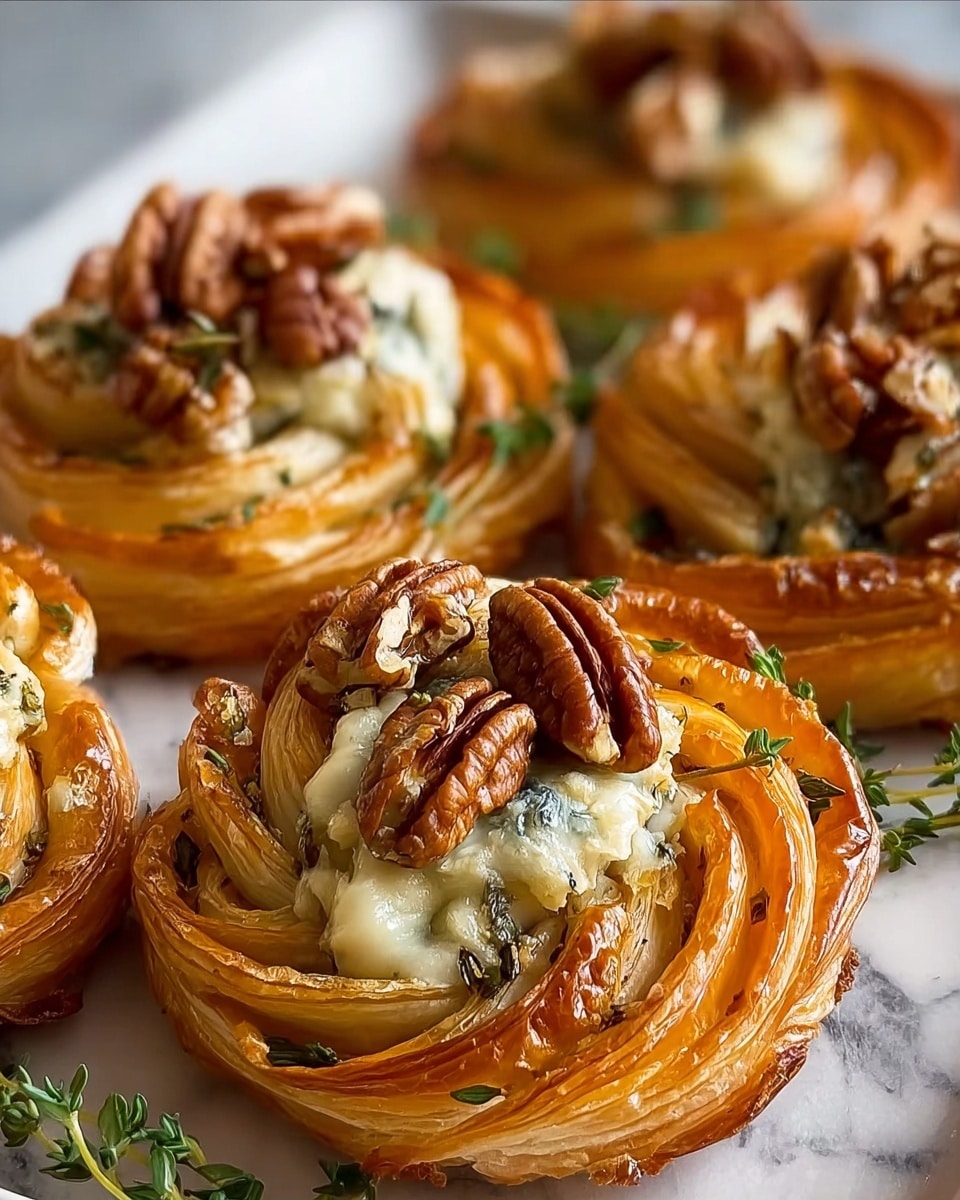 Blue Cheese Walnut Thyme Puff Pastry Twirls Recipe - Recipe Image
