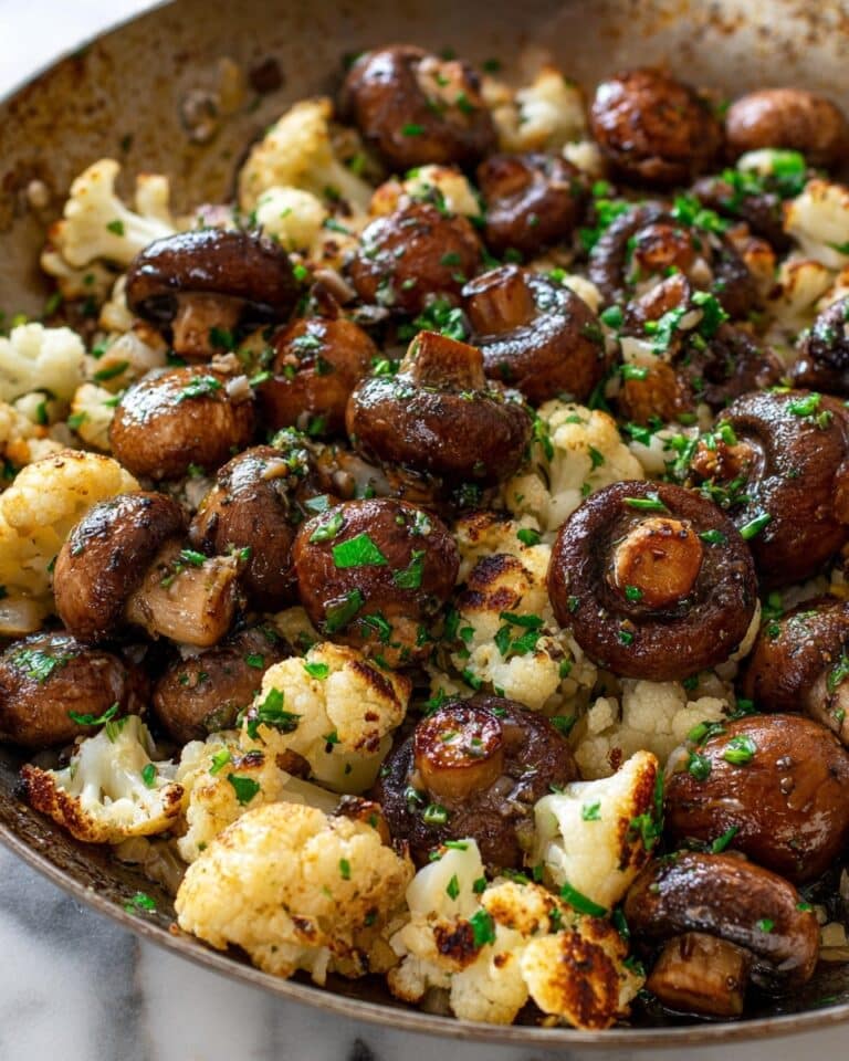 Skillet Butter and Garlic Mushrooms and Cauliflower Recipe