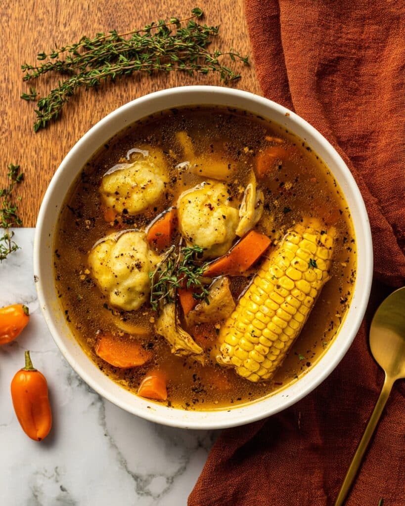 Nourishing Jamaican Chicken Soup with Spinners (Dumplings) Recipe