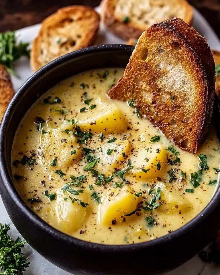 Hearty Cheddar Garlic Herb Potato Soup Recipe