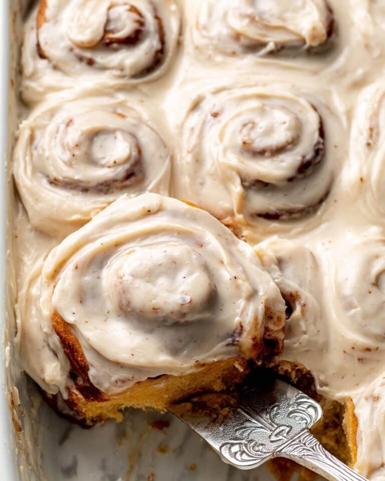 Pumpkin Cinnamon Rolls with Brown Butter Cream Cheese Frosting Recipe