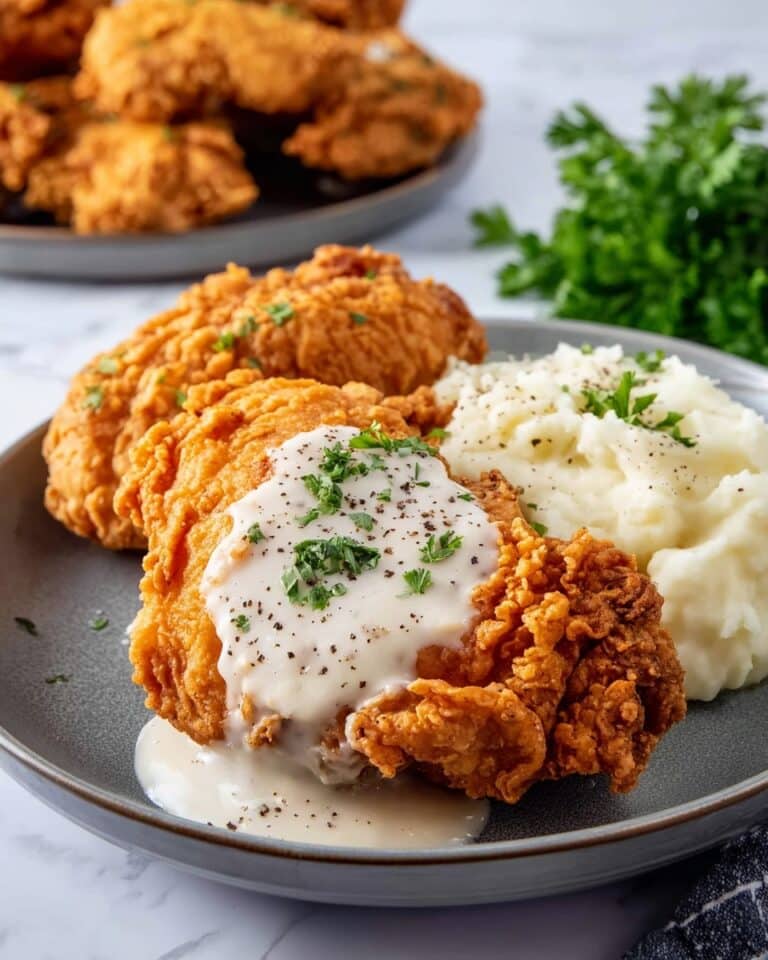 Crispy Chicken Fried Chicken with Homemade Gravy Recipe