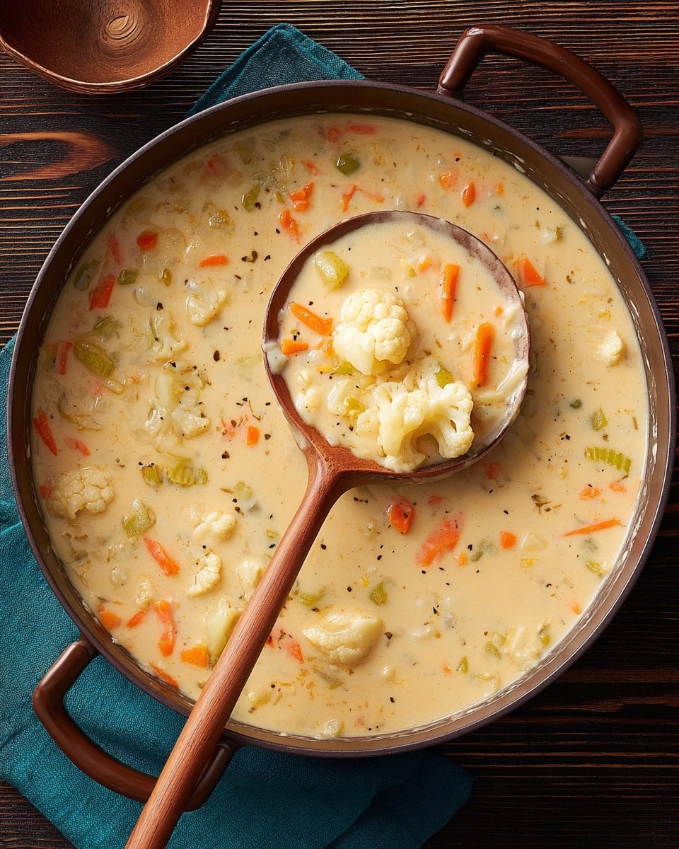 Creamy Cauliflower Soup with Cheddar and Hot Pepper Sauce Recipe - Recipe Image