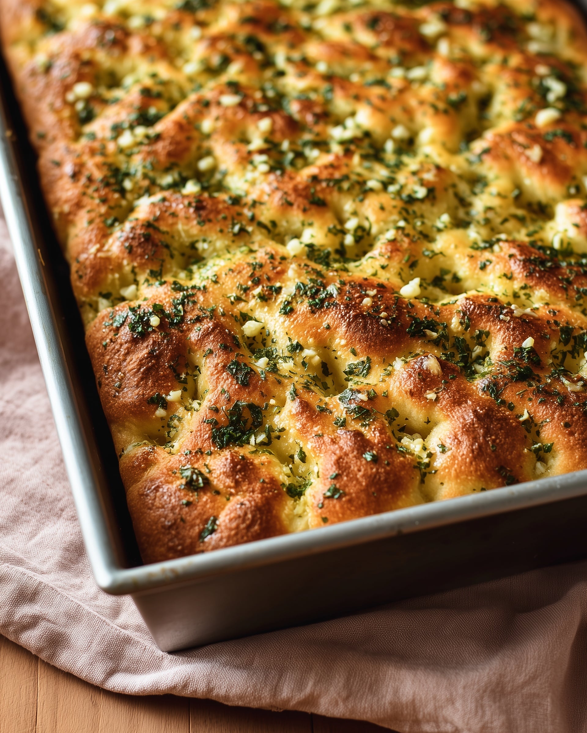 Classic Garlic Bread Focaccia Recipe - Recipe Image