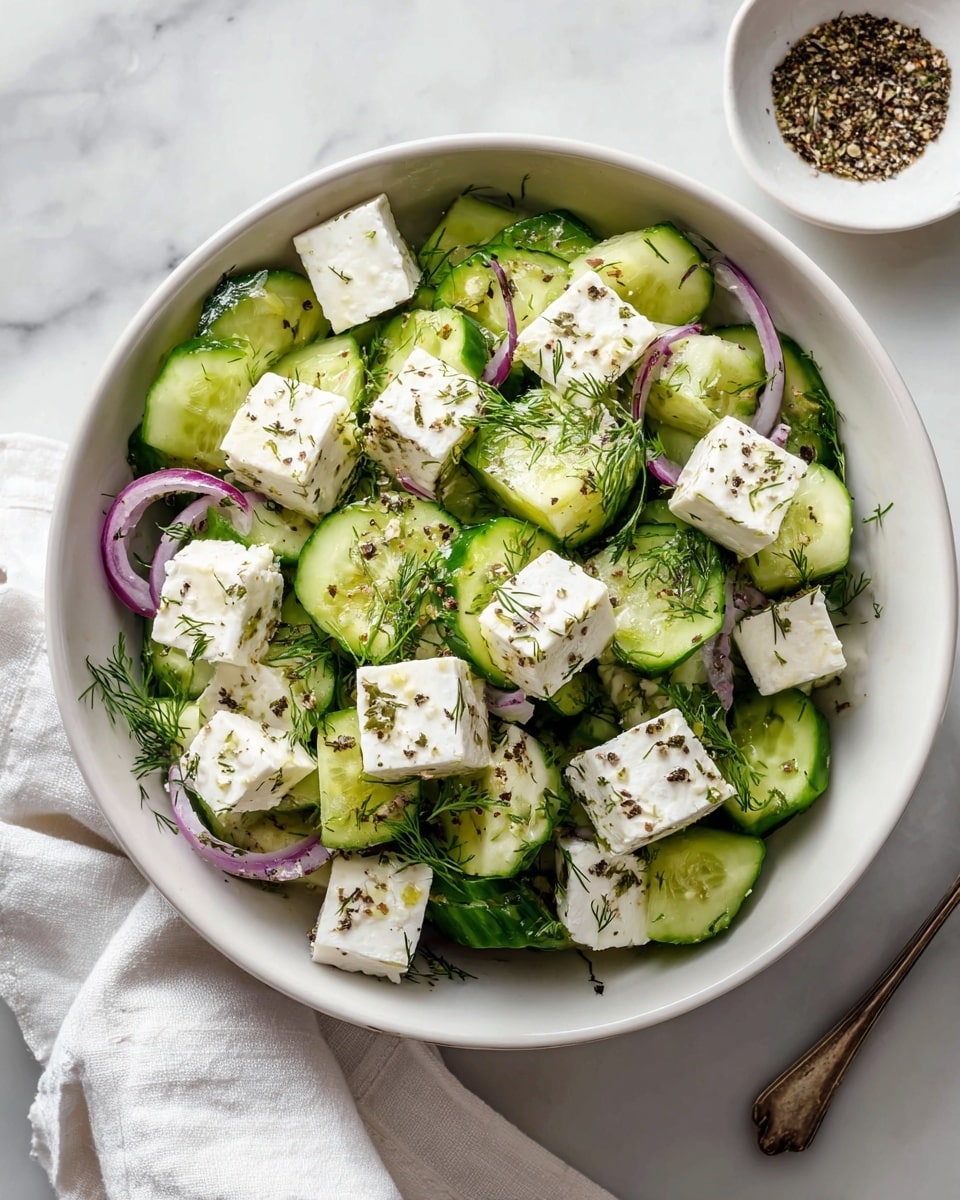 Cucumber Feta Salad with Lemon Greek Vinaigrette Recipe - Recipe Image