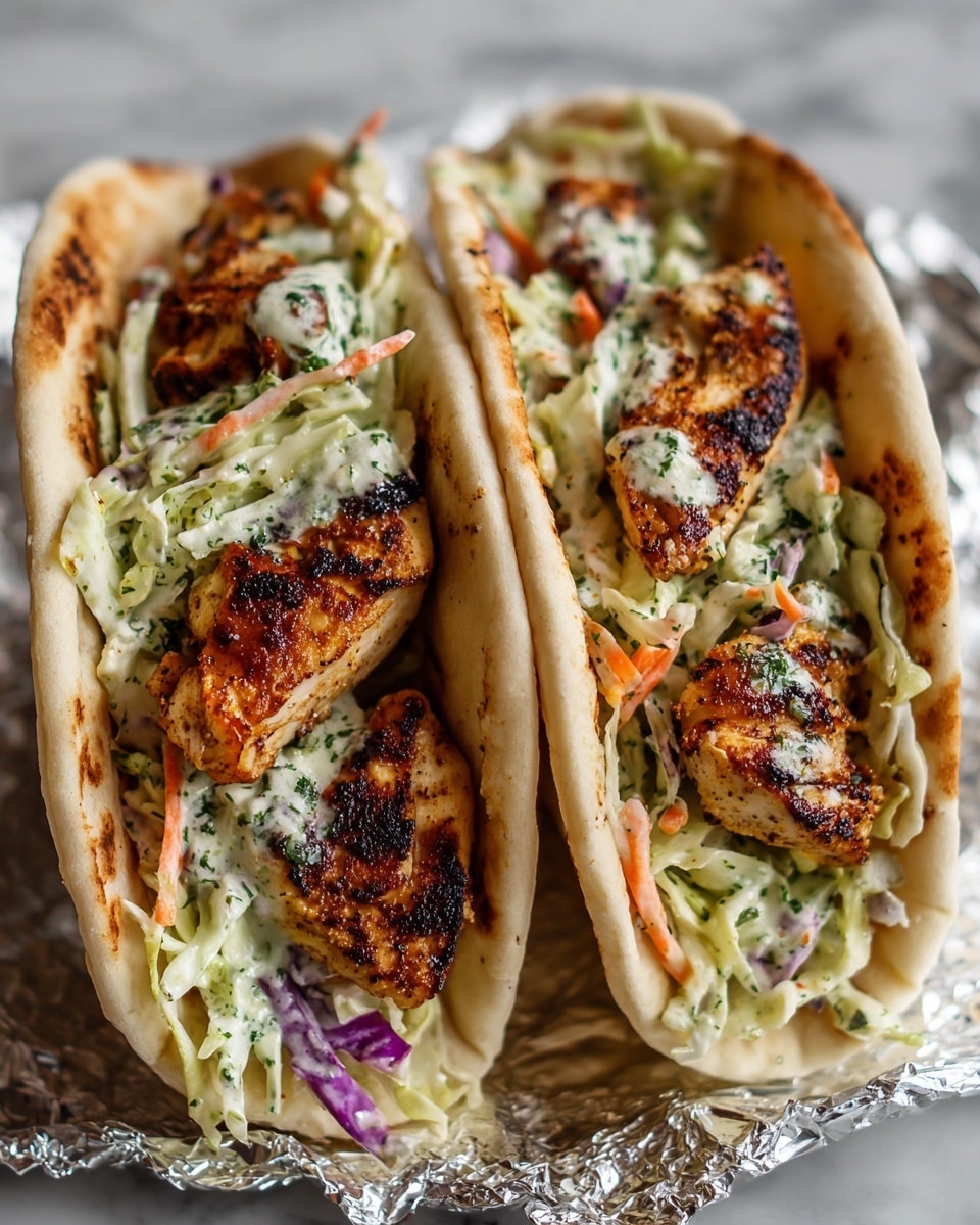 Chicken Pitas with Herby Ranch Slaw Recipe - Recipe Image