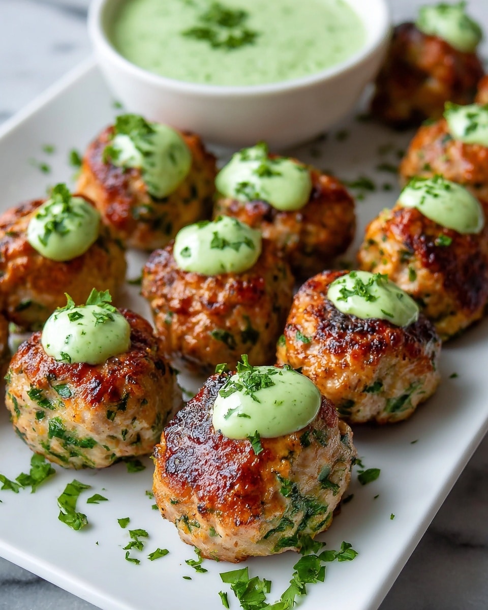 Baked Salmon Meatballs with Avocado Sauce Recipe - Recipe Image