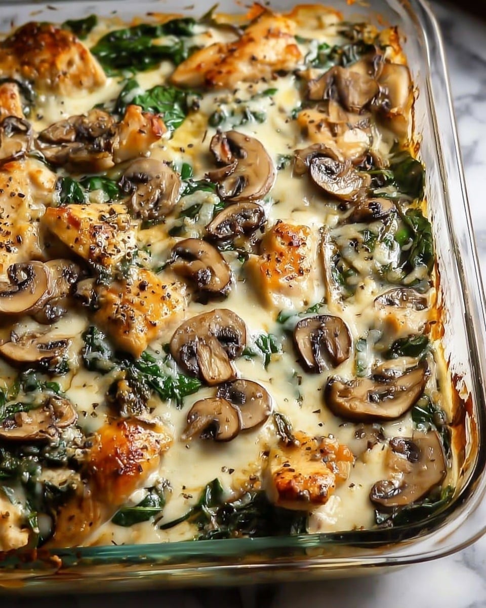 Chicken Spinach and Mushroom Low Carb Oven Dish Recipe - Recipe Image