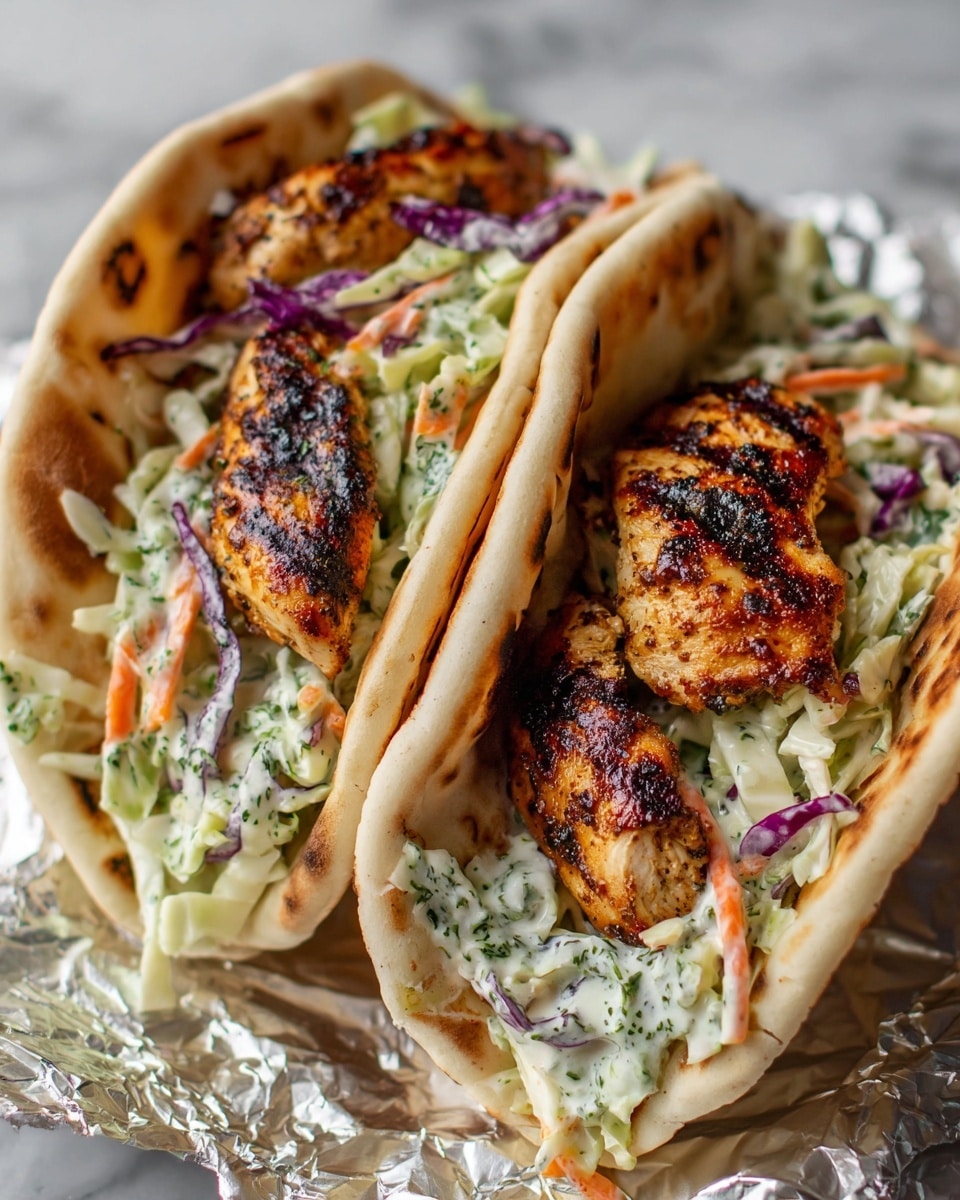 Chicken Pitas with Herby Ranch Slaw Recipe - Recipe Image